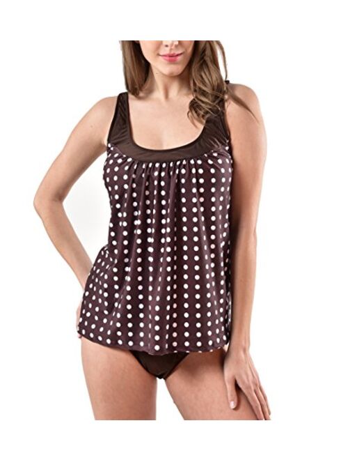 Eternatastic Women's Retro Polka Dot Tankini Swimwear Two Pieces Swimsuit