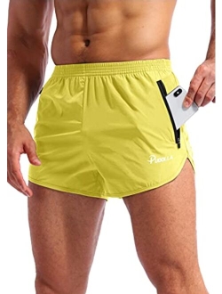 Pudolla Men’s Running Shorts 3 Inch Quick Dry Gym Athletic Workout Shorts for Men with Zipper Pockets