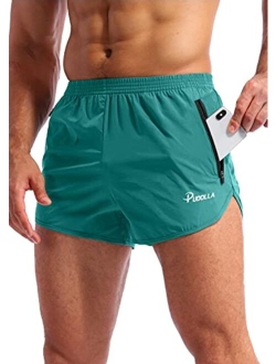 Pudolla Men’s Running Shorts 3 Inch Quick Dry Gym Athletic Workout Shorts for Men with Zipper Pockets