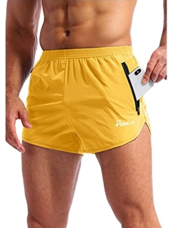 Pudolla Men’s Running Shorts 3 Inch Quick Dry Gym Athletic Workout Shorts for Men with Zipper Pockets