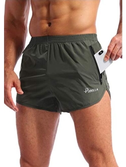 Pudolla Men’s Running Shorts 3 Inch Quick Dry Gym Athletic Workout Shorts for Men with Zipper Pockets