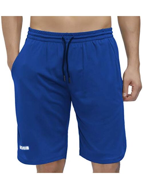 bonim Mens 2 in 1 Running Shorts Training Gym Quick Dry Workout Shorts with Pocket & Towel Loop