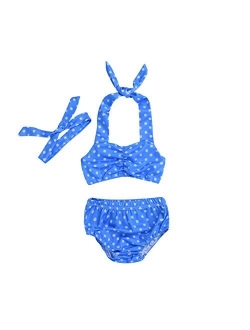 Baby Girl Bikini, Kids Toddler Polka Dot Swimsuits Halter Swimwear Bikinis Set with Headband