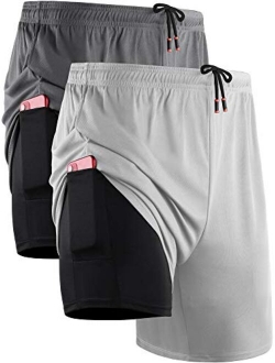 Neleus Men's 2 in 1 Running Shorts with Liner,Dry Fit Workout Shorts with Pockets