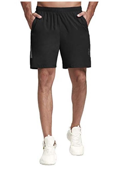 KPSUN Men's Workout Running Shorts Quick Dry Athletic Shorts with Liner Zipper Pockets