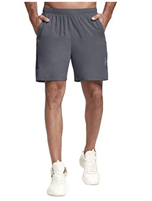 KPSUN Men's Workout Running Shorts Quick Dry Athletic Shorts with Liner Zipper Pockets