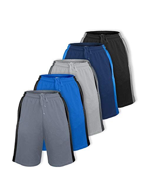 [5 Pack] Men’s Dry-Fit Active Athletic Shorts - Basketball Running Workout Training