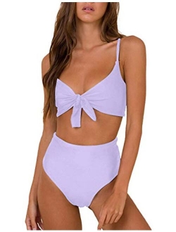 Honlyps Bikini Swimwear Womens High Waisted Two Piece Swimsuit Tie Knot High Cut Bathing Suit for Women