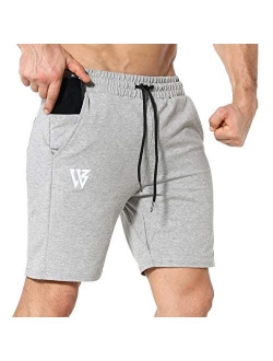 ZENWILL Mens Gym Running Shorts, Workout Athletic Bodybuilding Fitness Shorts with Zip Pockets