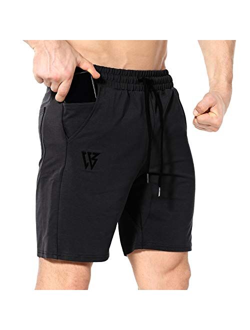 ZENWILL Mens Gym Running Shorts, Workout Athletic Bodybuilding Fitness Shorts with Zip Pockets