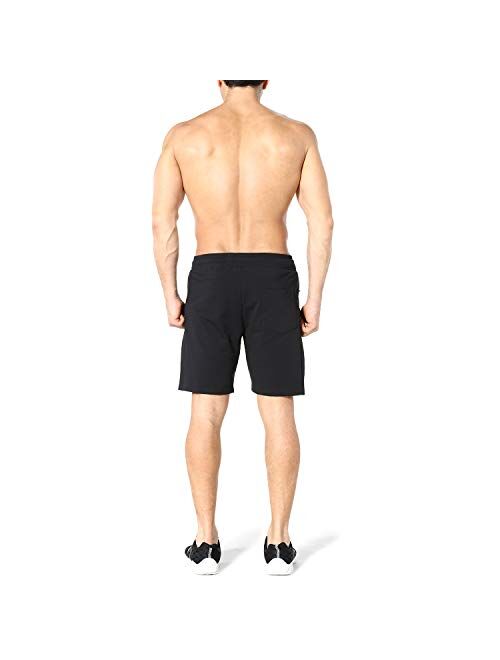 ZENWILL Mens Gym Running Shorts, Workout Athletic Bodybuilding Fitness Shorts with Zip Pockets