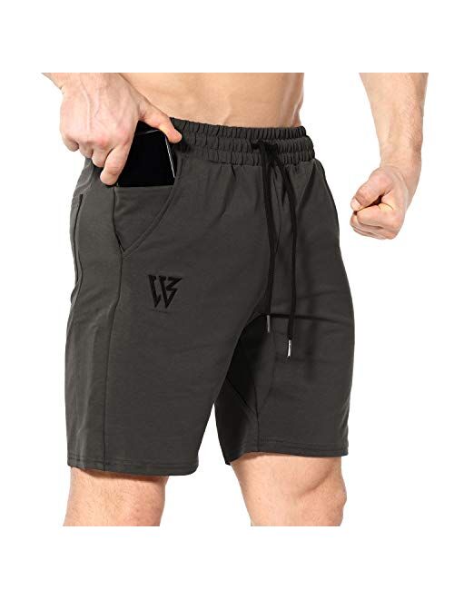 ZENWILL Mens Gym Running Shorts, Workout Athletic Bodybuilding Fitness Shorts with Zip Pockets