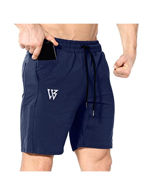 ZENWILL Mens Gym Running Shorts, Workout Athletic Bodybuilding Fitness Shorts with Zip Pockets