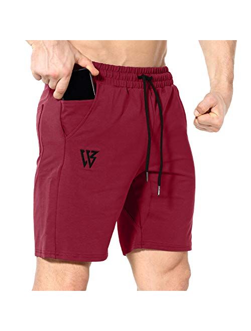 ZENWILL Mens Gym Running Shorts, Workout Athletic Bodybuilding Fitness Shorts with Zip Pockets