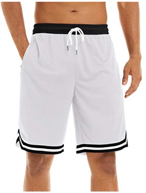 MAGNIVIT Men's Mesh Basketball Shorts Athletic Gym Workout Running Short with Zipper Pockets