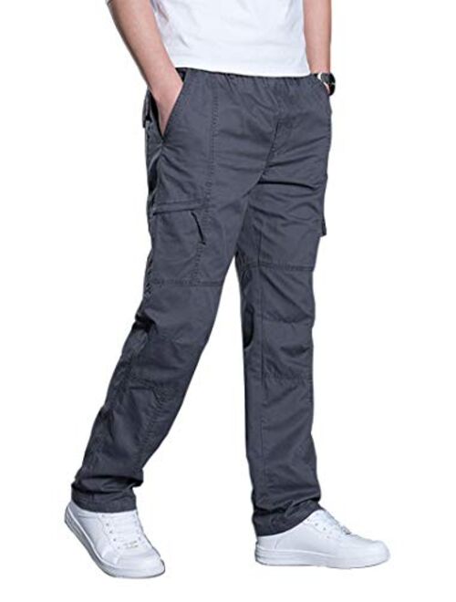 Banana Bucket Men's Full Elastic Waist Loose Fit Pants Lightweight Workwear Pull On Cargo Pants