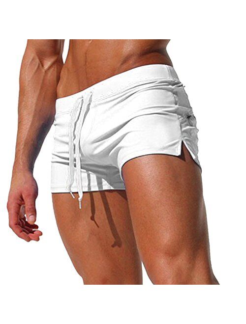 Banana Bucket Men's Swim Trunks Pants Swimwear Shorts Slim Wear Front Tie with Pocket