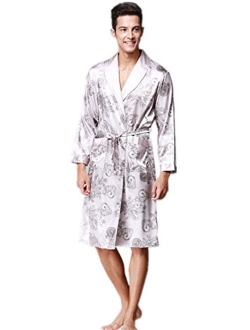 Men's Short Kimono Robes Silk Nightwear Bathrobes