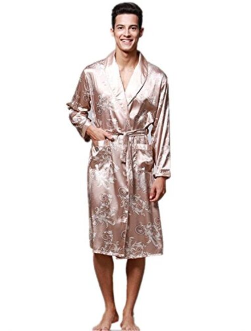 Men's Short Kimono Robes Silk Nightwear Bathrobes