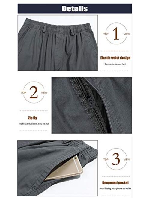 Banana Bucket Men's Full Elastic Waist Loose Fit Lightweight Workwear Pull On Cargo Shorts