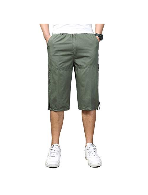 Banana Bucket Men's Full Elastic Waist Loose Fit Lightweight Workwear Pull On Cargo Shorts