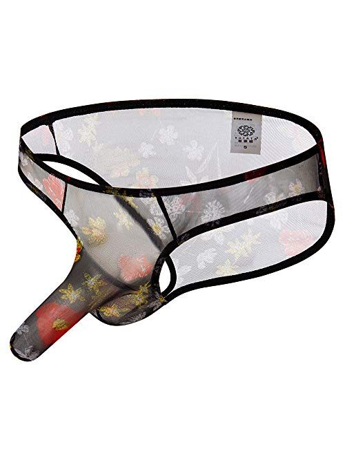 Banana Bucket Mens Sexy Lace Boxers Briefs Bohemian Transparent Underwear