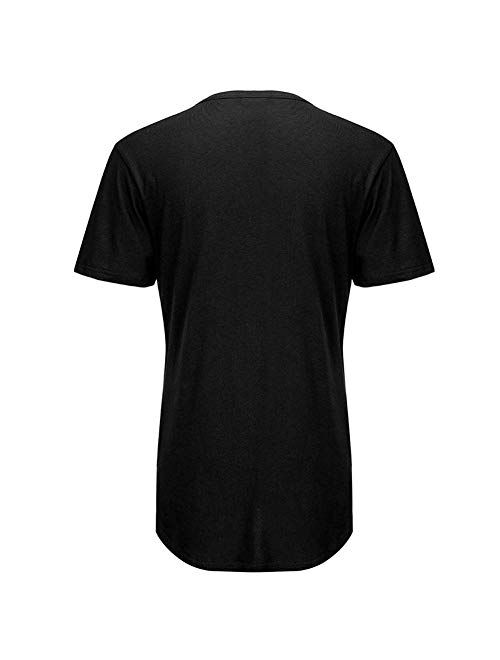 Mens Hip Hop Hipster Casual Round Hemline Slim Fit Pure Color Short Sleeve T-Shirts