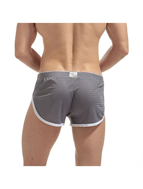 Mens Hollow Openwork Lounge Underwear Boxer Briefs