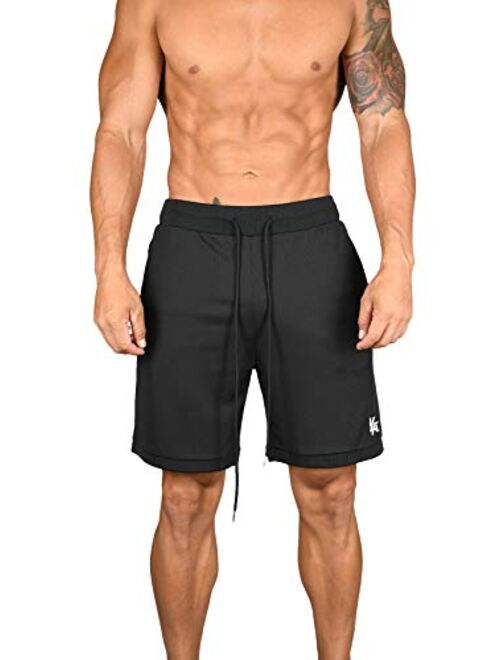 YoungLA Basketball Shorts for Men | Workout Athletic Training Gym | Mesh with Zipper Pocket 130