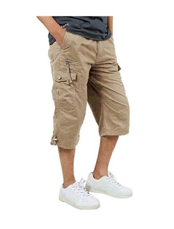 Banana Bucket Men's 3/4 Cotton Cargo Short Casual Loose Fit Outdoor Pant