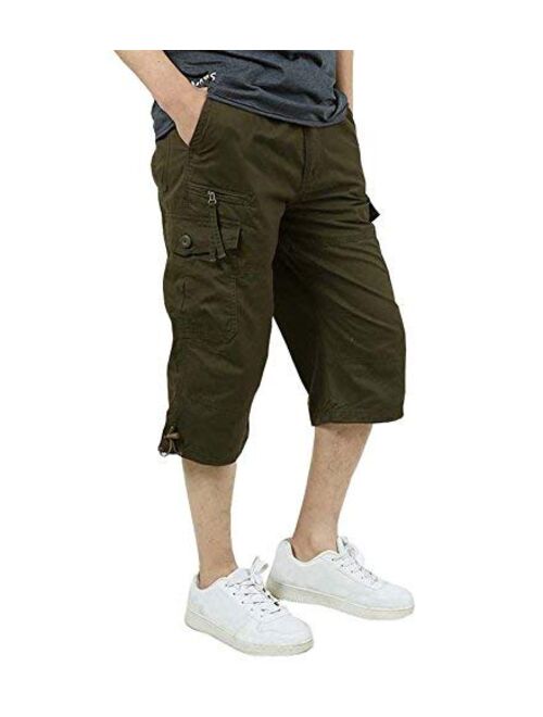 Banana Bucket Men's 3/4 Cotton Cargo Short Casual Loose Fit Outdoor Pant