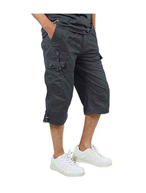 Banana Bucket Men's 3/4 Cotton Cargo Short Casual Loose Fit Outdoor Pant