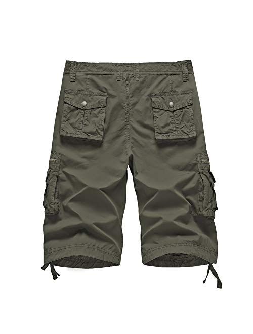 ESTRIVER Men’s Long Cargo Shorts Durable Cotton Work Shorts with Multi Pockets