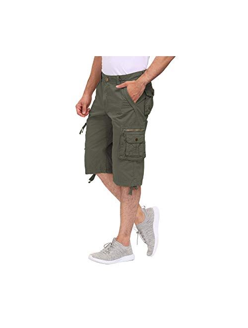 ESTRIVER Men’s Long Cargo Shorts Durable Cotton Work Shorts with Multi Pockets