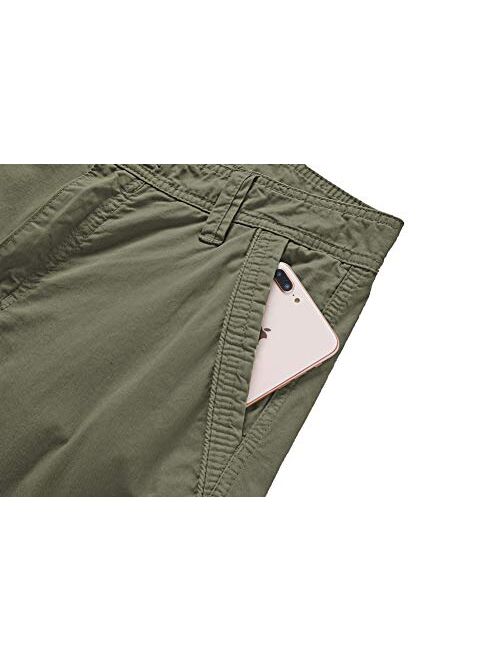 ESTRIVER Men’s Long Cargo Shorts Durable Cotton Work Shorts with Multi Pockets