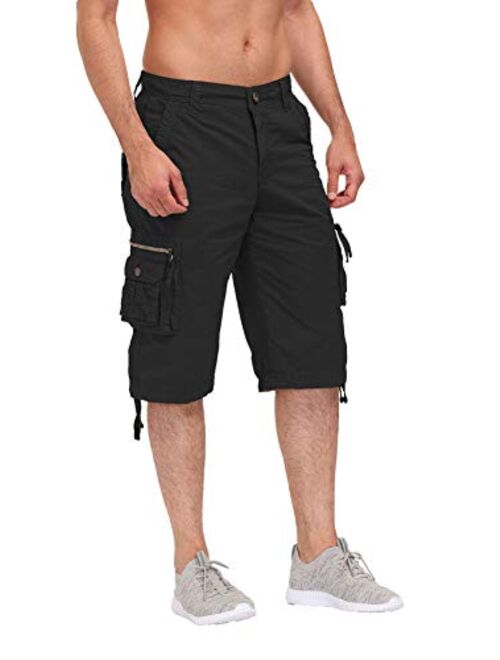 ESTRIVER Men’s Long Cargo Shorts Durable Cotton Work Shorts with Multi Pockets