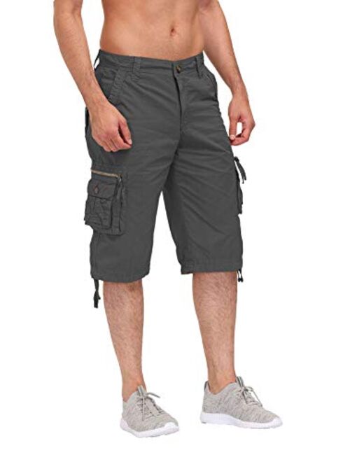 ESTRIVER Men’s Long Cargo Shorts Durable Cotton Work Shorts with Multi Pockets