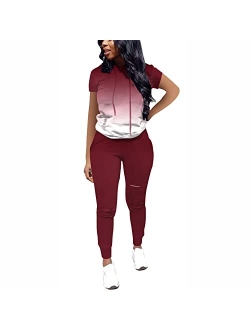 Nimsruc Women 2 Piece Tracksuit Outfits Casual Sports Short Sleeve Pullover Hoodie Sweatsuits