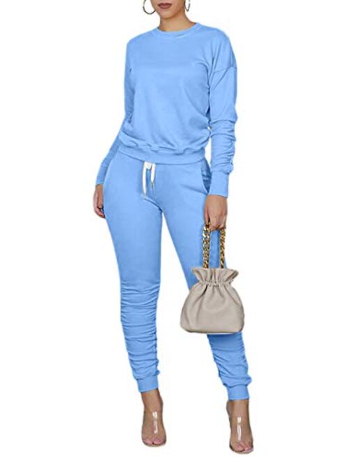 TOPONSKY Women Casual 2 Piece Outfit Long Pant Set Sweatsuits Tracksuits