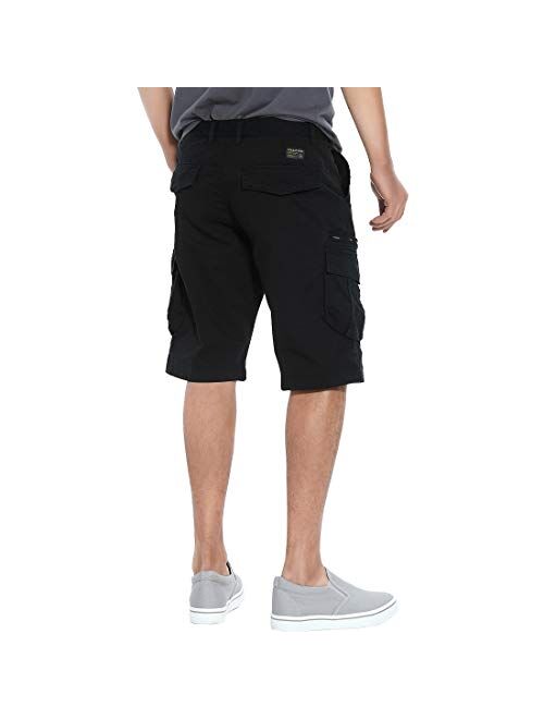 FoxQ Mens Premium Twill Casual Cargo Shorts Classic Relaxed Fit Stretch Multiple Pockets