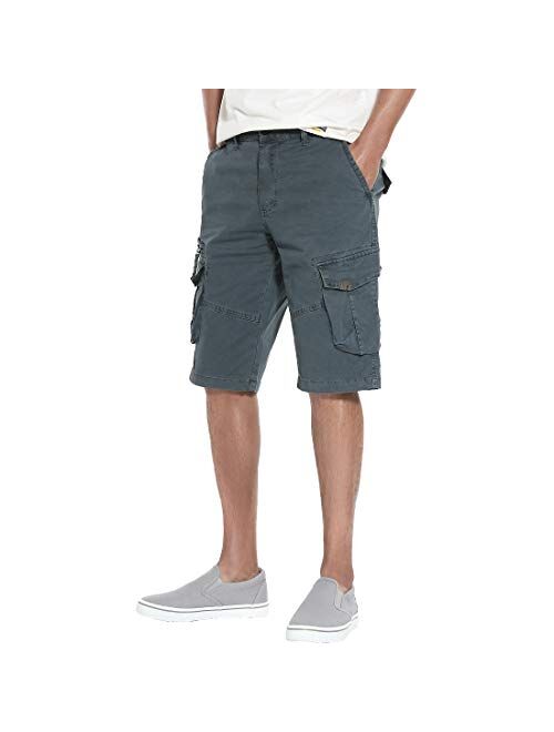 FoxQ Mens Premium Twill Casual Cargo Shorts Classic Relaxed Fit Stretch Multiple Pockets