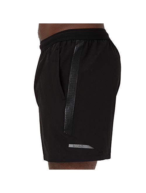 Skora Men's Two in One and Unlined Athletic Running Shorts with Pockets and Zip Back Pocket