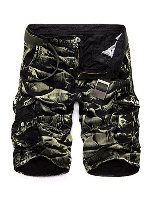 HODZAIW Men's Comfortable Shorts Slim-fit Camouflage Outdoor Cargo Shorts