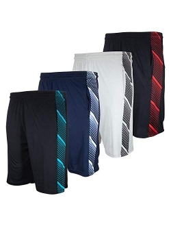 High Energy Long Basketball Shorts for Men, 4 Pack, Sports, Fitness, and Exercise, Athletic Performance