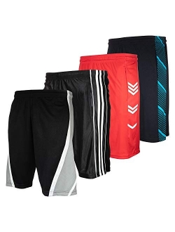 High Energy Long Basketball Shorts for Men, 4 Pack, Sports, Fitness, and Exercise, Athletic Performance