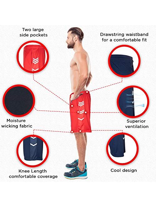 High Energy Long Basketball Shorts for Men, 4 Pack, Sports, Fitness, and Exercise, Athletic Performance