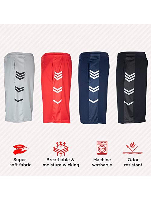 High Energy Long Basketball Shorts for Men, 4 Pack, Sports, Fitness, and Exercise, Athletic Performance