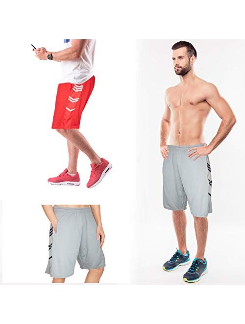 High Energy Long Basketball Shorts for Men, 4 Pack, Sports, Fitness, and Exercise, Athletic Performance