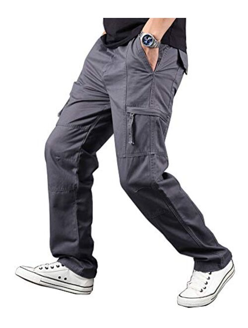 Banana Bucket Men's Full Elastic Waist Normal Fit Lightweight Workwear Big Pocket Pull On Cargo Pants