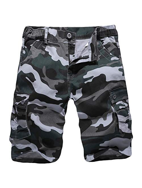 APTRO Men's Cargo Shorts Camo Cotton Lightweight Relaxed Fit Casual Shorts with Multi-Pockets